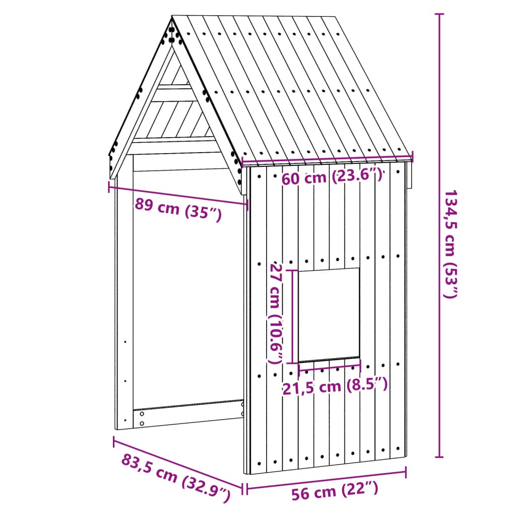 Kinderbedhuisje 60x89x134,5 cm massief grenenhout wasbruin