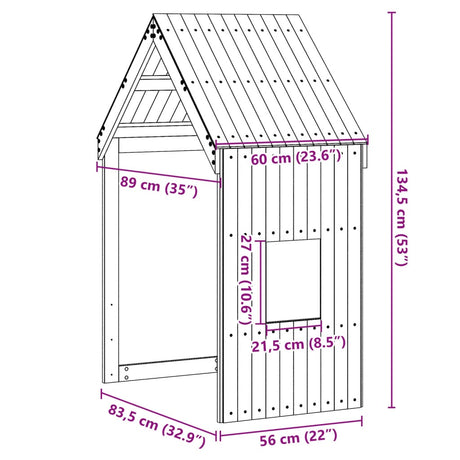 Kinderbedhuisje 60x89x134,5 cm massief grenenhout wasbruin