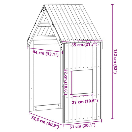 Kinderbedhuisje 55x84x132 cm massief grenenhout wit