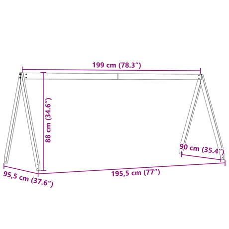 Kinderbedhuisje 199x95,5x88 cm massief grenenhout wasbruin