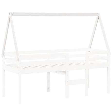 Kinderbedhuisje 199x80,5x88 cm massief grenenhout wit