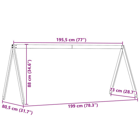 Kinderbedhuisje 199x80,5x88 cm massief grenenhout wasbruin
