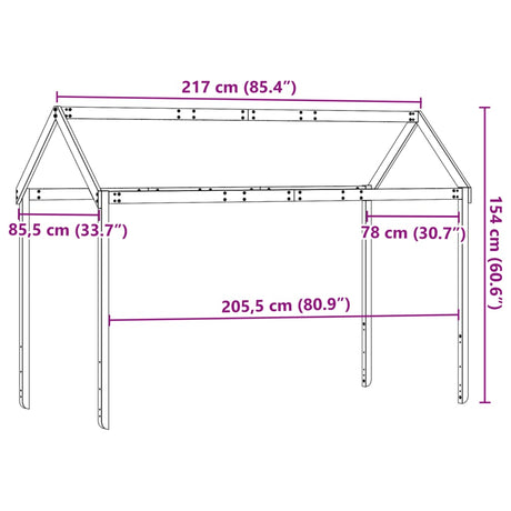Kinderbedhuisje 217x85,5x154 cm massief grenenhout wasbruin