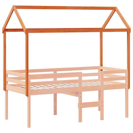 Kinderbedhuisje 207x80,5x151,5 cm massief grenenhout wasbruin