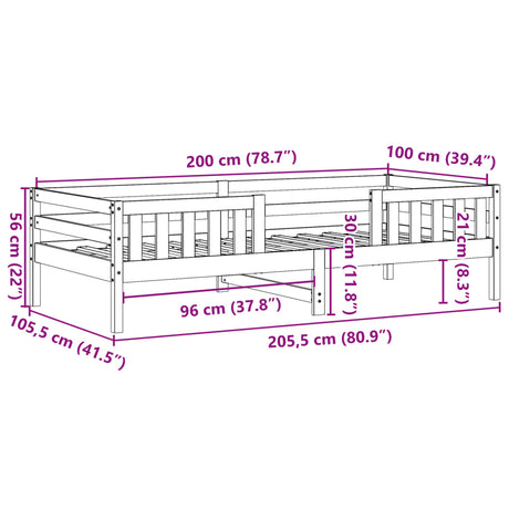 Bedframe zonder matras massief grenenhout 100x200 cm
