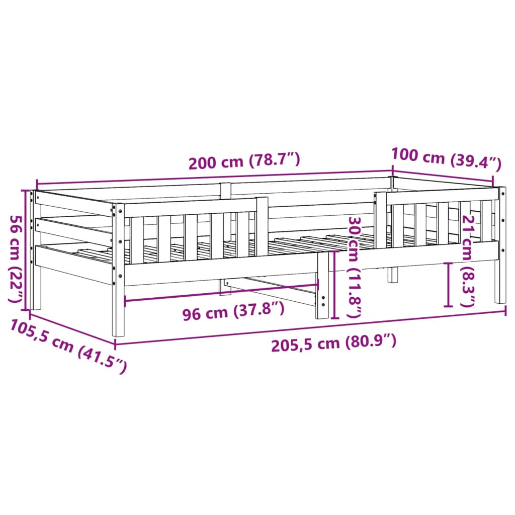 Bedframe zonder matras massief grenenhout wit 140x200 cm