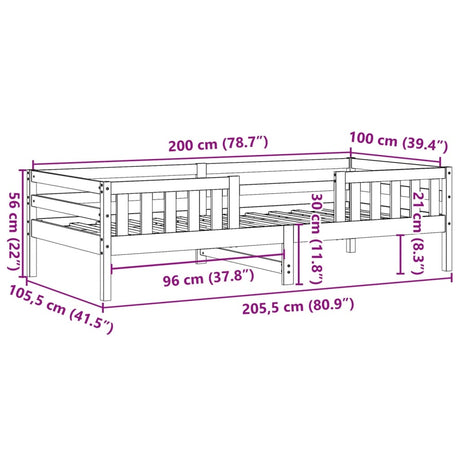 Bedframe zonder matras massief grenenhout wit 140x200 cm