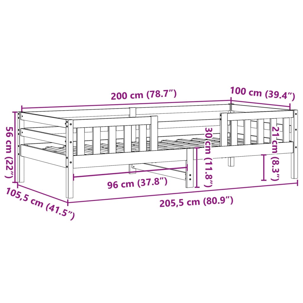 Bedframe zonder matras massief grenenhout wasbruin 100x200 cm