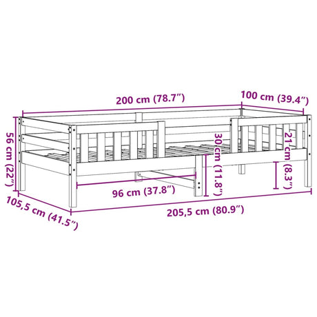 Bedframe zonder matras massief grenenhout wasbruin 100x200 cm