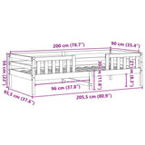 Bedframe zonder matras massief grenenhout 90x200 cm