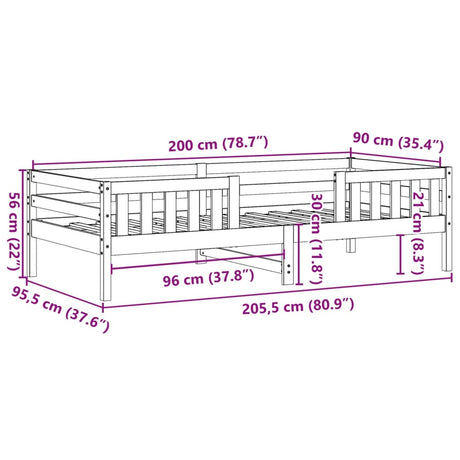 Bedframe zonder matras massief grenenhout 90x200 cm