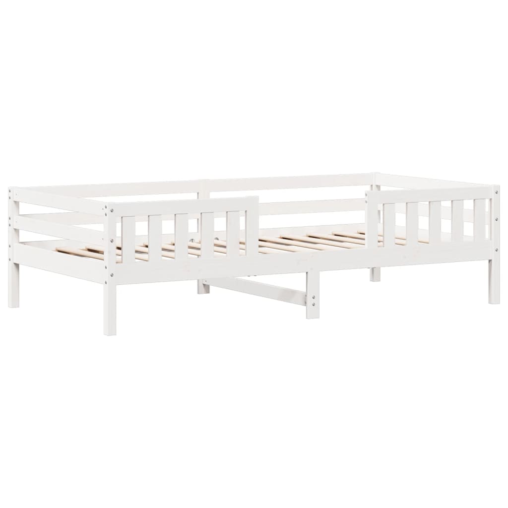 Bedframe zonder matras massief grenenhout wit 90x200 cm