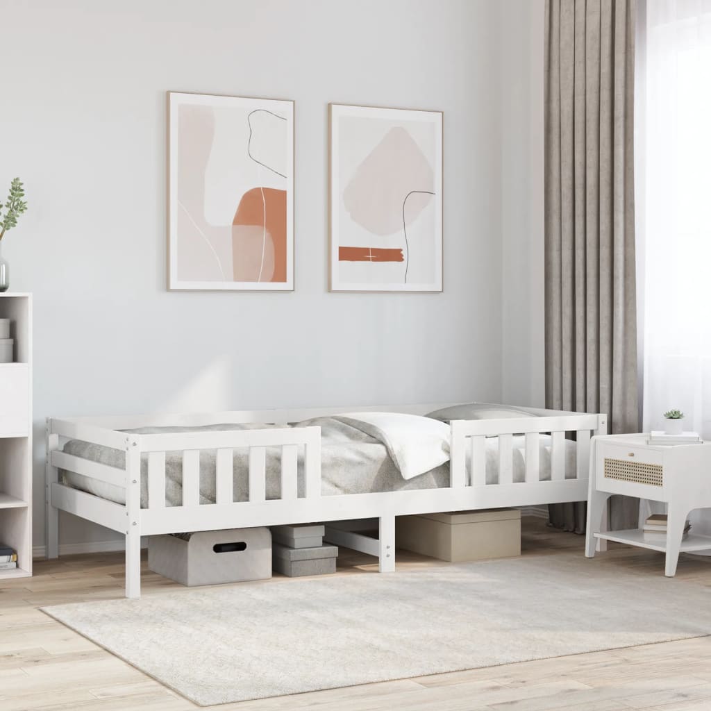 Bedframe zonder matras massief grenenhout wit 90x200 cm