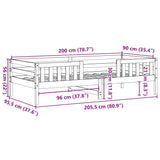 Bedframe zonder matras massief grenenhout wit 90x200 cm