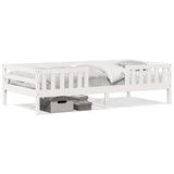 Bedframe zonder matras massief grenenhout wit 90x200 cm