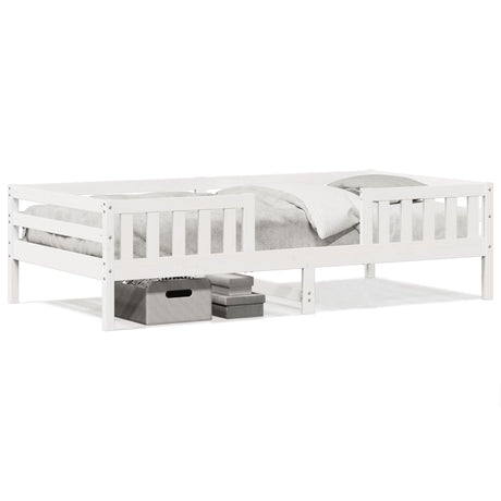 Bedframe zonder matras massief grenenhout wit 90x200 cm