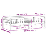 Bedframe zonder matras massief grenenhout wasbruin 90x200 cm