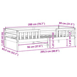 Bedframe zonder matras massief grenenhout wit 80x200 cm