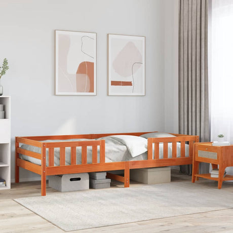 Bedframe zonder matras massief grenenhout wasbruin 80x200 cm