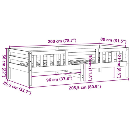 Bedframe zonder matras massief grenenhout wasbruin 80x200 cm