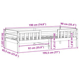 Bedframe zonder matras massief grenenhout 90x190 cm