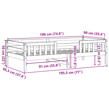 Bedframe zonder matras massief grenenhout 90x190 cm