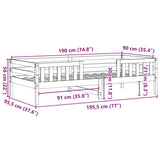 Bedframe zonder matras massief grenenhout wit 90x190 cm
