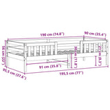 Bedframe zonder matras massief grenenhout wasbruin 90x190 cm