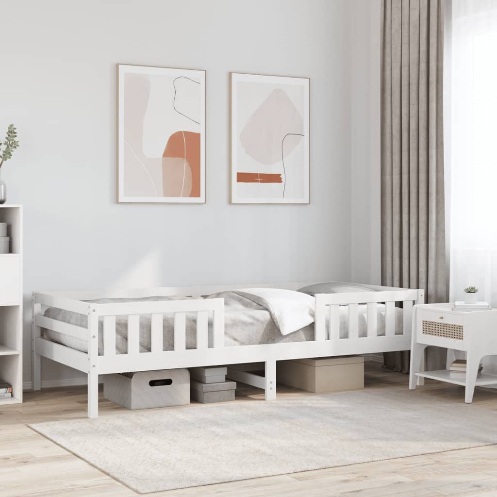 Bedframe zonder matras massief grenenhout wit 75x190 cm