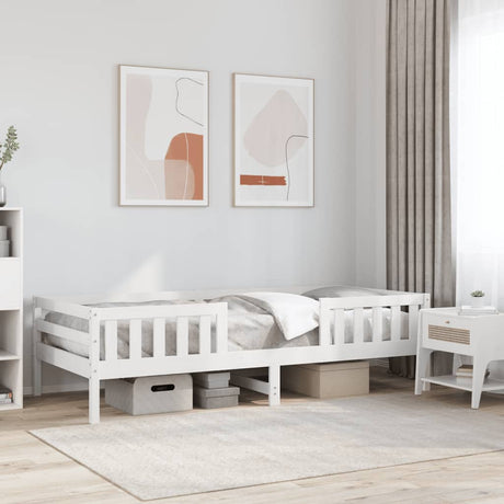 Bedframe zonder matras massief grenenhout wit 75x190 cm