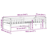 Bedframe zonder matras massief grenenhout wit 75x190 cm