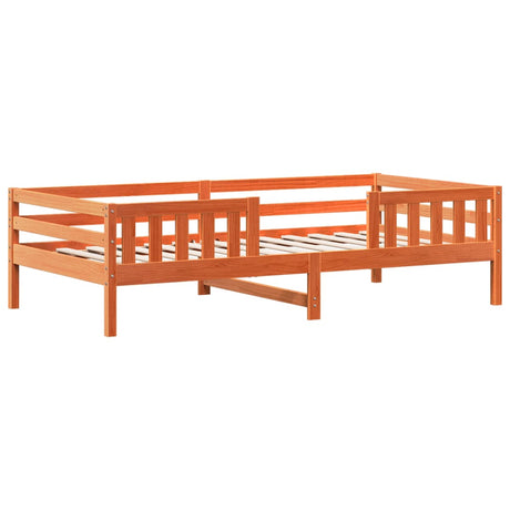 Bedframe zonder matras massief grenenhout wasbruin 75x190 cm