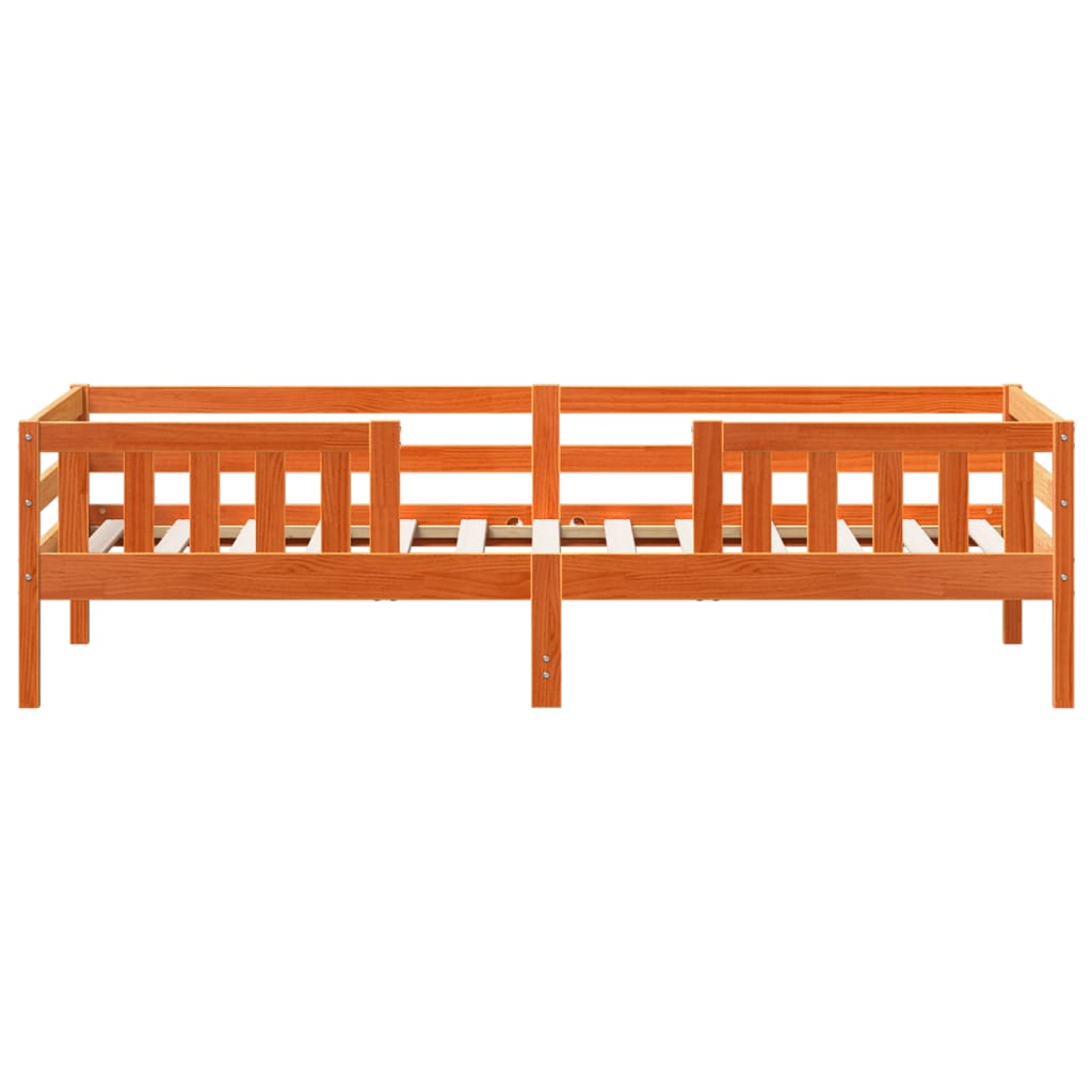 Bedframe zonder matras massief grenenhout wasbruin 75x190 cm