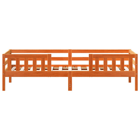 Bedframe zonder matras massief grenenhout wasbruin 75x190 cm
