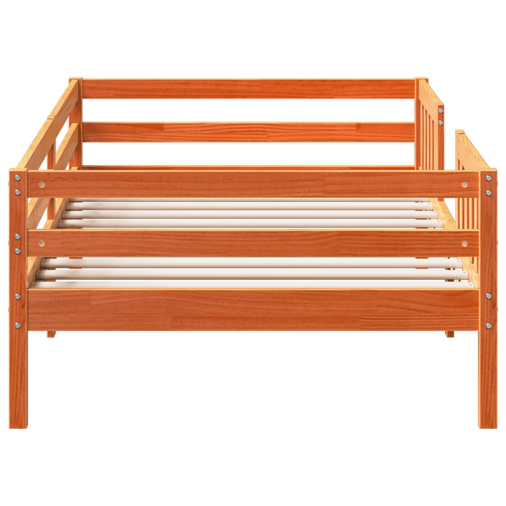 Bedframe zonder matras massief grenenhout wasbruin 75x190 cm