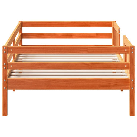 Bedframe zonder matras massief grenenhout wasbruin 75x190 cm