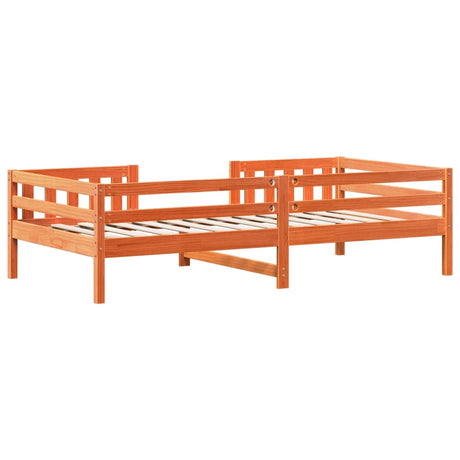 Bedframe zonder matras massief grenenhout wasbruin 75x190 cm