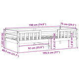 Bedframe zonder matras massief grenenhout wasbruin 75x190 cm