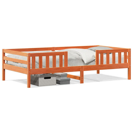 Bedframe zonder matras massief grenenhout wasbruin 75x190 cm