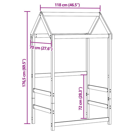 Kinderbedhuisje 118x70x176,5 cm massief grenenhout wit