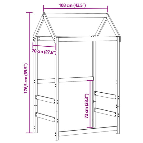 Kinderbedhuisje 108x70x176,5 cm massief grenenhout wit