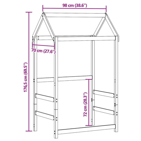 Kinderbedhuisje 98x70x176,5 cm massief grenenhout