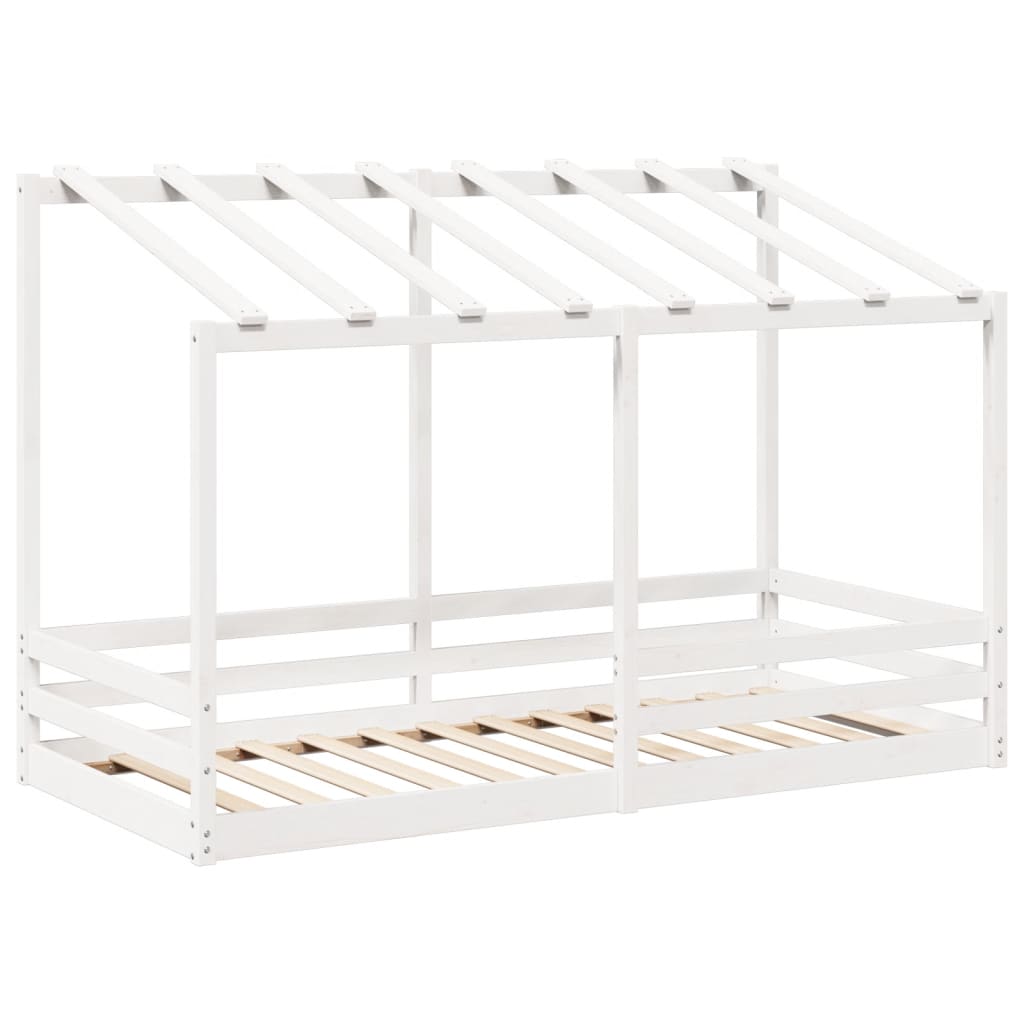 Kinderbed met bedhuis 100x200 cm massief grenenhout wit