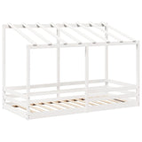 Kinderbed met bedhuis 100x200 cm massief grenenhout wit