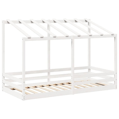 Kinderbed met bedhuis 100x200 cm massief grenenhout wit