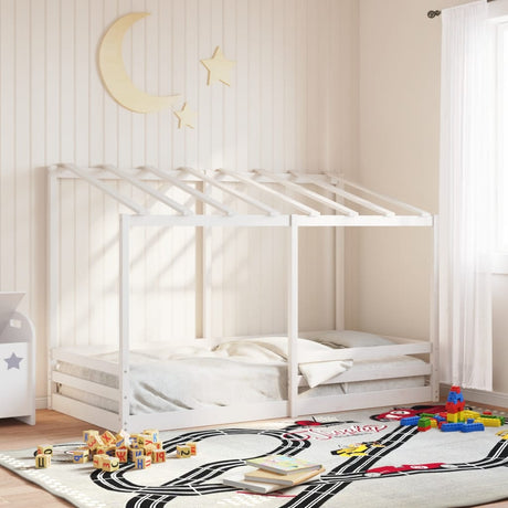 Kinderbed met bedhuis 100x200 cm massief grenenhout wit