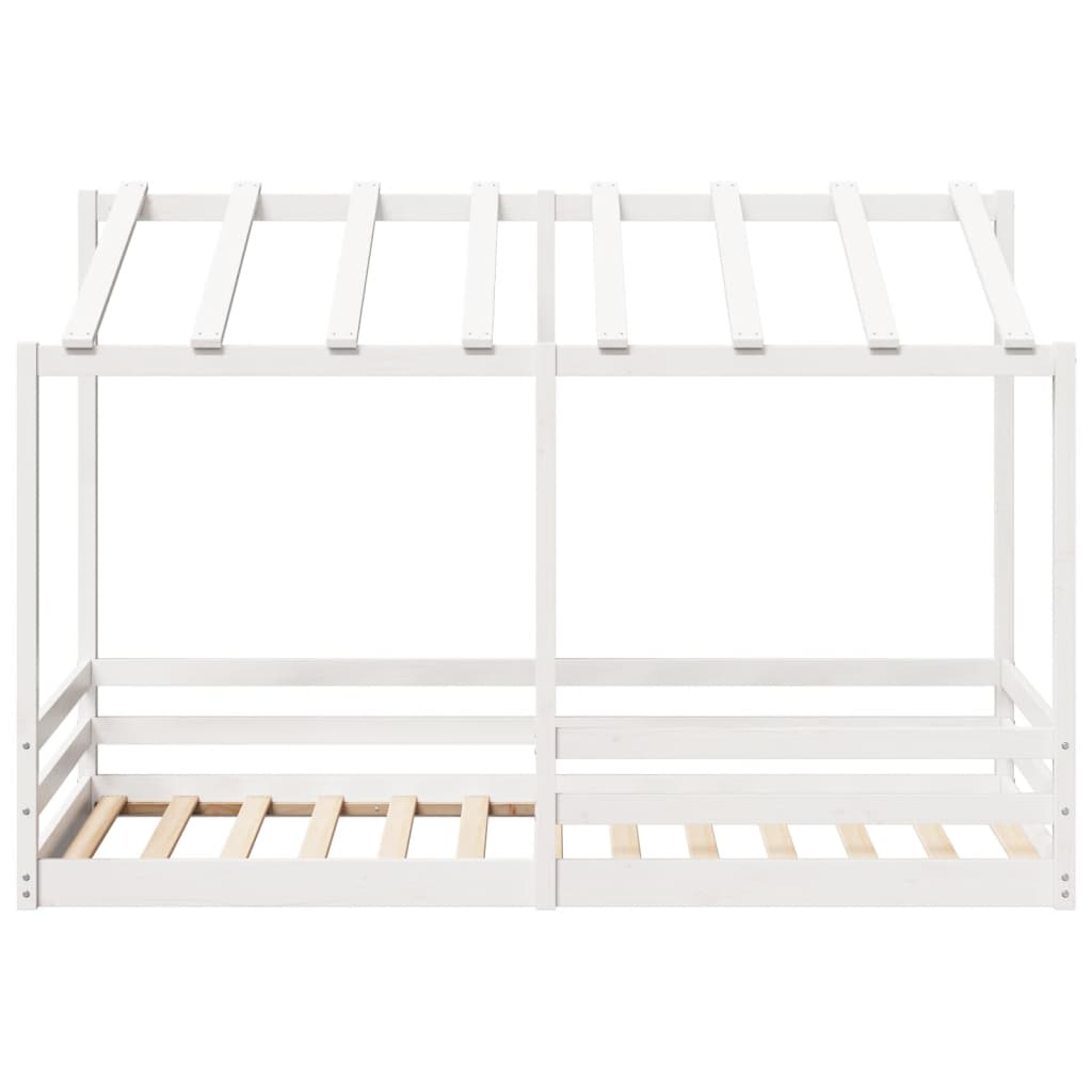 Kinderbed met bedhuis 100x200 cm massief grenenhout wit