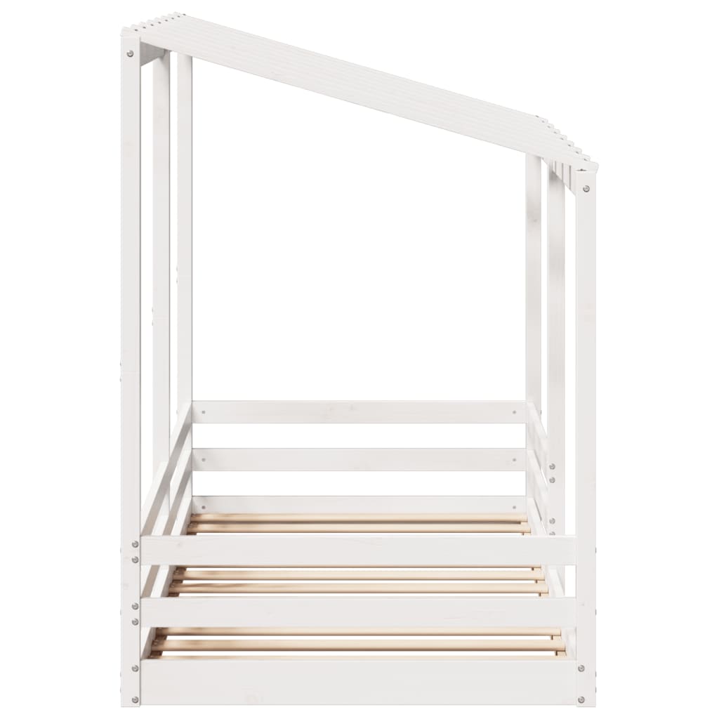 Kinderbed met bedhuis 100x200 cm massief grenenhout wit