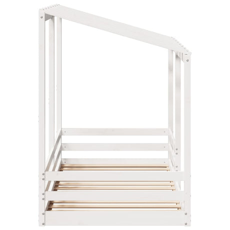 Kinderbed met bedhuis 100x200 cm massief grenenhout wit