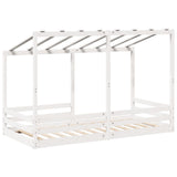 Kinderbed met bedhuis 100x200 cm massief grenenhout wit